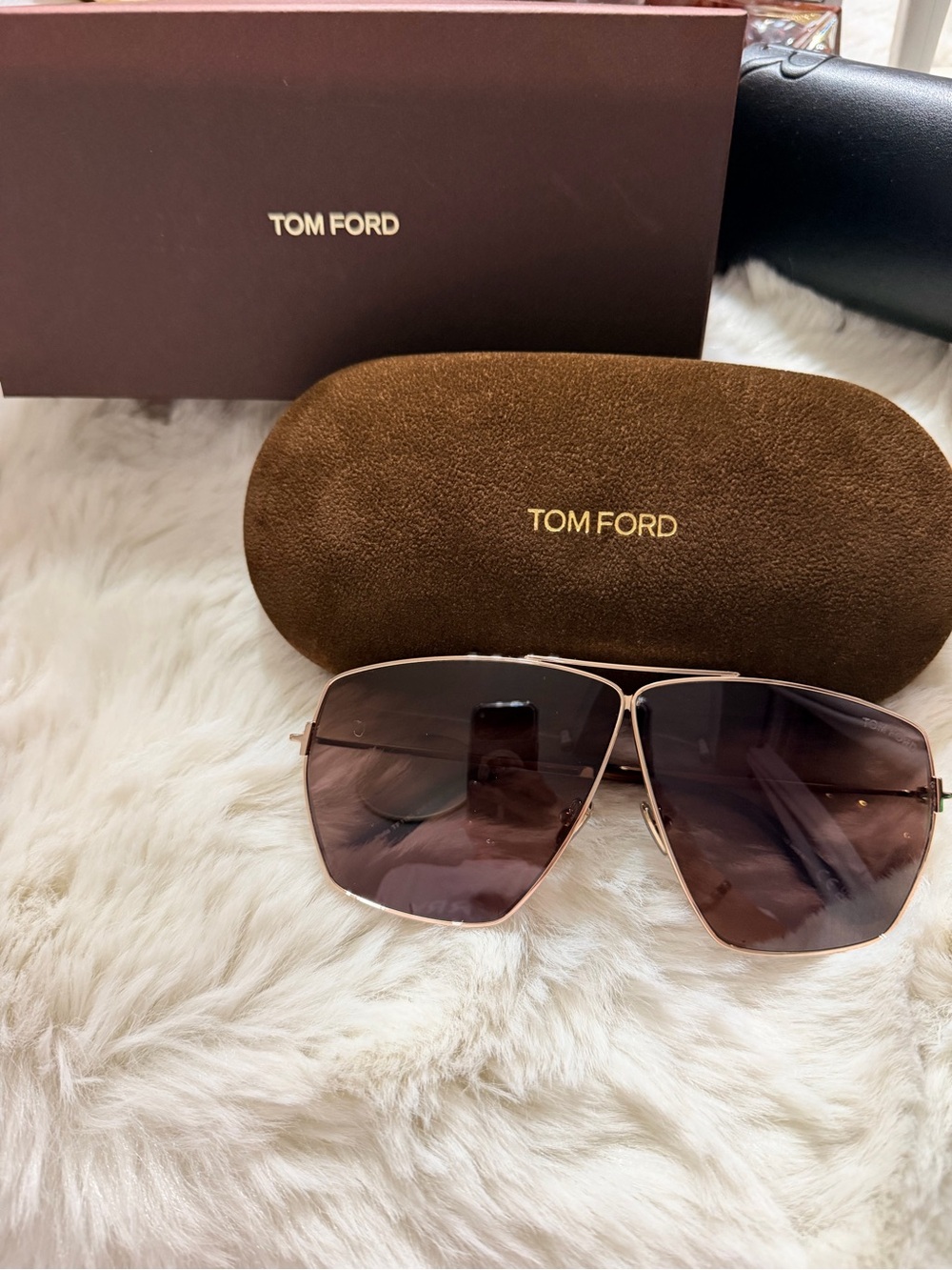 Tom Ford Rose Gold Frame Sunglasses with Brown Gradient Lenses